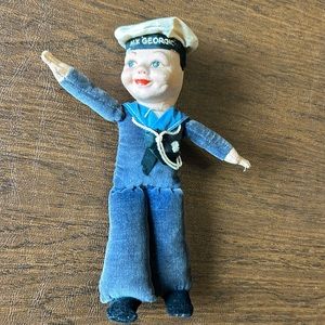 Vintage Empire Queen Elizabeth Sailor Doll. Norah Wellings. Made in England 1940